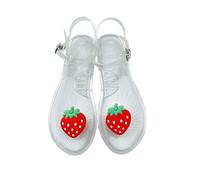 YYDPYZBD Women's sandals Colourful Jelly With Fruit Rose Lips Design Flat Strappy Casual For Summer Beach-transparent Soft Strawberries-40