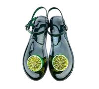 YYDPYZBD Women's sandals Colourful Jelly With Fruit Rose Lips Design Flat Strappy Casual For Summer Beach-green Lemon-38