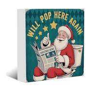 YYDS Funny Christmas Bathroom Decor,Indoor Christmas Decorations,Santa Claus Decor,Will Pop Here Again Wooden Box Sign Vintage Art Home Office Bathroom Bedroom Tabletop Decorations
