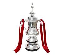 YYDSTES Football Fa Cup Trophy Replica with Color Ribbon Resin 32cm | Plated Finish Silver Football Trophy,Sports Memorabilia,Display Decor for Office,Club,Fan Room & Home,Gifts for Football Fans