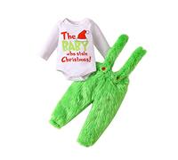 YYDSTYLE Baby Kids Christmas Costume Grinch Green How The Grinch Stole Long Sleeve Fleece Plush Jacket Trousers Green Monster Xmas Funny Cosplay Costume (Green#2, 12-18 Months)