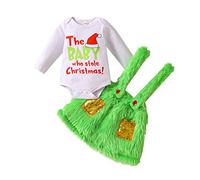 YYDSTYLE Baby Kids Christmas Costume Grinch Green How The Grinch Stole Long Sleeve Fleece Plush Jacket Trousers Green Monster Xmas Funny Cosplay Costume (Green#3, 0-6 Months)