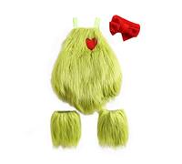 YYDSTYLE Baby Kids Christmas Costume Grinch Green How The Grinch Stole Long Sleeve Fleece Plush Jacket Trousers Green Monster Xmas Funny Cosplay Costume (Green#1, 6-12 Months)