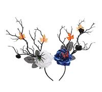 YYDSTYLE Deer Antler Flower Crown Headbands Halloween Chritmas Long Antler Flower Branches Headband Props Horns Headpieces Hair Band Goddess Headdress Headwear (Purple, One Size)