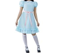 YYDSTYLE Halloween Creepy Grady Twins Costume for Women Blue Babydoll Dress The Shining Twins Costume Halloween (Blue, L)