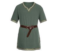 YYDSTYLE Mens Medieval Costume Renaissance Templar Tunic Scottish Costume Viking Knight Pirate Vintage Warrior Halloween Cosplay Party Tops (Army Green, XXL)