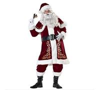 YYDSTYLE Santa Suit Adults Men Santa Claus Costume 7Pcs Deluxe Professional Velvet Adult Christmas Outfit Holiday Cosplay Set (Red, 2XL)