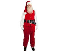 YYDSTYLE Santa Suit Adults Men Santa Claus Costume 7Pcs Deluxe Professional Velvet Adult Christmas Outfit Holiday Cosplay Set (Red#2, XXXL)