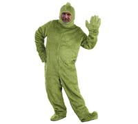 YYDSTYLE The Grinch Men's Kid's Fuzzy Plush Warm Holiday Hooded Union Suit Pajamas The Grinch Who Stole Christmas Family Costume Grinch Onesie (Adults Green, XXL)