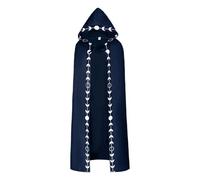 YYDSTYLE Women’s Medieval Cape Vintage Renaissance Hooded Cloak Halloween Costume with Moon Phases Embroidery (Blue, L)