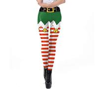 YYDSTYLE Women's Satan Cluas Ugly Christmas Xmas Leggings Funny Costume Tights High Waisted Yoga Pants Snowflake Reindeer Print Legging Tights (Green, M)