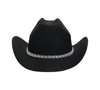 YYDSTYLE Women's Shiny Cowgirl Hat Wide Brim Rhinestone Western Jazz Hat Themed Party Cap (Black, ONE SIZE)