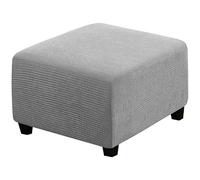YYDSWTW Footstool Cover, Square Stretch Cover, Thicker, Anti-Slip, Light-grey