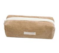 YYDSWTW Pen Bag Pouch Corduroy Large Capacity with Smooth Zipper Solid Color Desk Organizer Practical Durable No Deformation Khaki