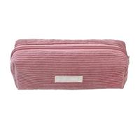YYDSWTW Pen Bag Pouch Corduroy Large Capacity with Smooth Zipper Stripe Desk Organizer Portable Durable No Deformation Practical red