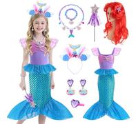 YYDSXK Mermaid Costume Kids, Mermaid Dress for Girls with Wig Necklace Set, Fancy Dress for Girl Gift, Mermaids Costumes for Carnival Cosplay Party Pageant