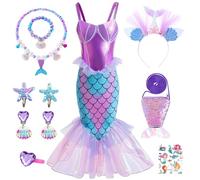 YYDSXK Mermaid Costume Kids, Mermaid Dress for Girls with Wig Necklace Set, Fancy Dress for Girl Gift, Mermaids Costumes for Carnival Cosplay Party Pageant