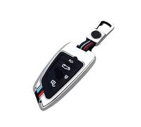 YYEFNMAZ Car Key Case Cover Compatible for BMW 3 5 7 Series G20 G30 X1 X4 X5 X3 45e G05 X6 F20 I4 35i G21 F40 F80 Zinc Alloy Silicone(4 button silver)