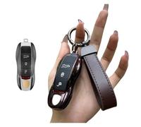 YYEFNMAZ Car Smart Key Case Fob Covers Set Shell Compatible for Porsche Panamera Spyder Carrera Macan Boxster Cayman Cayenne 911 970 981 991 Accessories(Peach Wood Red A)