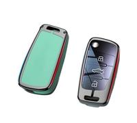 YYEFNMAZ Zine Alloy Leather Car Key Case Cover Shell Protector Compatible for Audi A1 A3 8P A4 A5 A6 C7 A7 S3 S7 S8 R8 Q2 Q3 Q5 Q7 Q8 SQ5 TT RS3 RS6 Black Accessories(A-gun green)