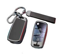 YYEFNMAZ Zine Alloy Leather Car Key Case Cover Shell Protector Compatible for Audi A1 A3 8P A4 A5 A6 C7 A7 S3 S7 S8 R8 Q2 Q3 Q5 Q7 Q8 SQ5 TT RS3 RS6 Black Accessories(A-gun black ring)