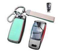 YYEFNMAZ Zine Alloy Leather Car Key Case Cover Shell Protector Compatible for Audi A4 A5 A6 8S 8W Q5 Q7 4M S4 S5 S7 TT TTS TFSI RS B9 2016 2017 2018 Accessories(B-gun green ring)