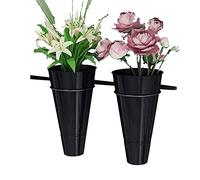 YYFANG Wall-mounted Multi-layer Flower Stand, Wrought Iron Flower Stand Florist Flower Bucket Display Stand 1/2/3 Layer High Capacity (Color : Black, Size : 2 barrels)