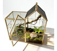 YYFWND Ready-to-Use Glass Terrarium with Vents - 8.66"x4.72"x8.46" House-Shaped Jumping Spider Enclosure, Habitat for Praying Mantis, Snails, Insect or Succulent Plants - Home Garden Tabletop Decor