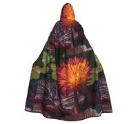YYHHAOFA A Blooming Water Lily Pattern Halloween Adult Hooded Cape Men'S And Women'S Clothing Mantle Role-Playing
