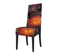 YYHHAOFA A blooming water lily Printed dining chair cover is easy to disassemble and made of high resilience fabric that is wear-resistant