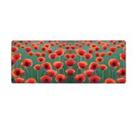 Yyhhaofa A Bright Red Poppy Field Printed Extra Large Mouse Pad, Computer Office Anti Slip Gaming Keyboard Thickened Version 12x31.5in