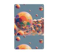 YYHHAOFA A colorful bubble world Prints Tin decorative painting 8x12in Made of tinplate, wear-resistant and durable