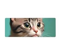 YYHHAOFA A Curious cat Pattern Extra Large Mouse pad Mousepad Computer Office Gaming Keyboard Thickened Version 12x31.5in
