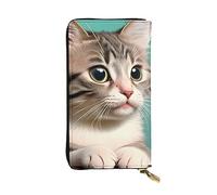YYHHAOFA A curious cat Printing Leather long clutch wallet : Comfortable, lightweight, waterproof, durable 7.48 x 4.13 in, Black, One Size
