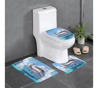 YYHHAOFA A donkey on a yacht Printed Anti slip floor mat three piece set bathroom carpet anti slip durable