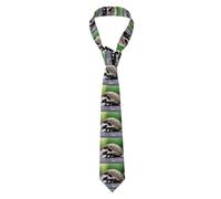 YYHHAOFA A little hedgehog Picture Men's Necktie for Business, Daily Wear, Work, Birthdays, Weddings, Parties, Banquets Easy Care 57X3.1 In