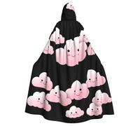 YYHHAOFA A Lot Of Shy Smiling Clouds Printing Halloween Adult Hooded Cape Cloak No Zipper, Comfortable For Costume Parties