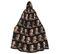 YYHHAOFA A puppy gnawing on the bones Pattern Halloween Adult Hooded Cape Large Hooded Cloak with Bow Tie, No Zipper