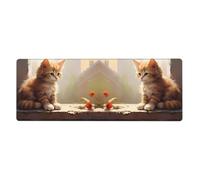 YYHHAOFA A Sensitive Little Cat Printed Extra Large Mouse Pad, Computer Office Anti Slip Gaming Keyboard Thickened Version 12x31.5in