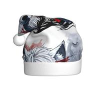 YYHHAOFA A wolf's head dripping blood Pattern Christmas Hat for Adult Making It a Fun and Durable Gift for Men and Women