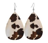 YYHHAOFA Abstract Cow Skin Prints Drip Leather Earrings - Elegant Faux Leather Drops for Festive & Everyday Style