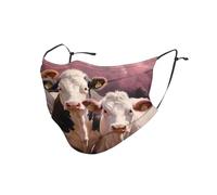 YYHHAOFA Adult Dust Mask 5 Pcs Soft Breathable Suitable For Camping, Running, Traveling Daily Use Pink Flower Show Steer Cows Cattle Pattern