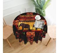 YYHHAOFA African Elephant Patchwork Prints Round Decorative Tablecloth 60in - Elevate Your Dining Experience with a Waterproof & Wrinkle-Resistant Throw