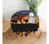 YYHHAOFA African Elephant Prints Round Decorative Tablecloth 60in - Elevate Your Dining Experience with a Waterproof & Wrinkle-Resistant Throw