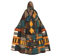 YYHHAOFA African Style Patchwork Pattern Halloween Adult Hooded Cape Men'S And Women'S Clothing Mantle Role-Playing