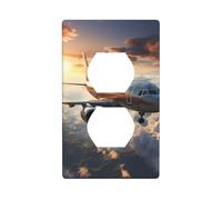 YYHHAOFA Airplanes are Soaring Printed Double Socket Wall Panel Decorative is Durable and Suitable for Socket Light Switch Accessories 4.5x2.76in