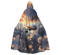YYHHAOFA Airplanes are soaring Printed Halloween Adult Hooded Cloak is a super large, comfortable, and durable cloak