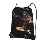 YYHHAOFA An Eagle Prints Drawstring Zipper Backpack - Lightweight Gym Throw Bag with Water-Resistant Fabric & Multiple Pockets for Travel & Sports