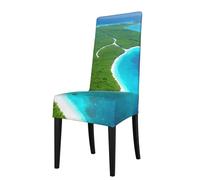 YYHHAOFA An island in the ocean Printed dining chair cover is easy to disassemble and made of high resilience fabric that is wear-resistant