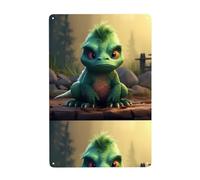 YYHHAOFA Angry little dinosaur Prints Tin decorative painting 8x12in Made of tinplate, wear-resistant and durable